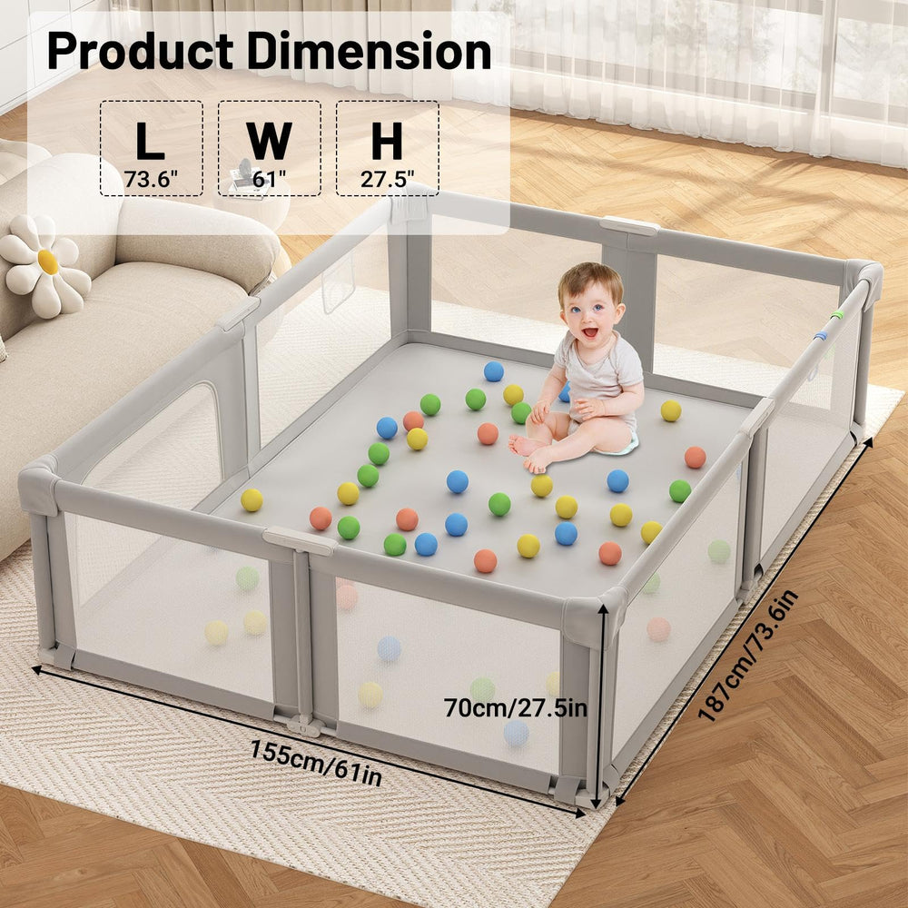 Seeday baby playpen foldable setup gray demonstrates quick assembly