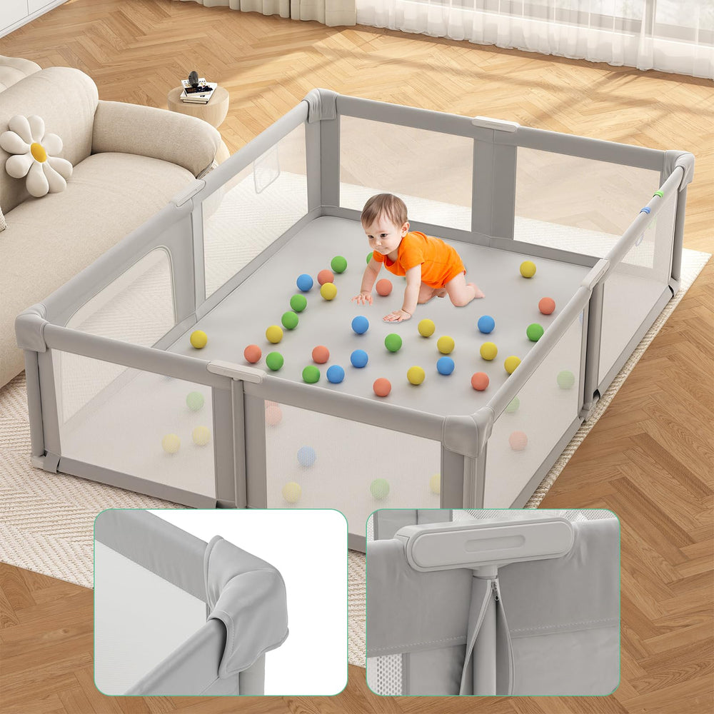 Seeday playpen soft protection mat gray cushions tiny play sessions