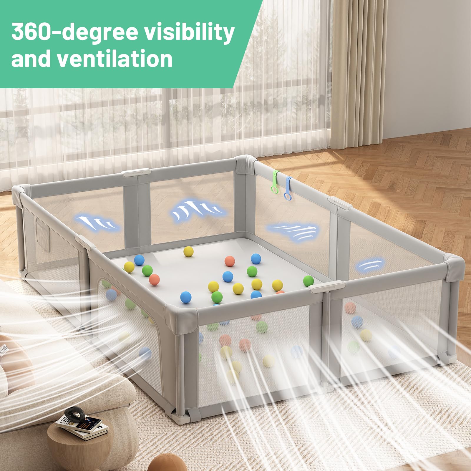 Seeday baby playpen washable mat gray for easy cleaning