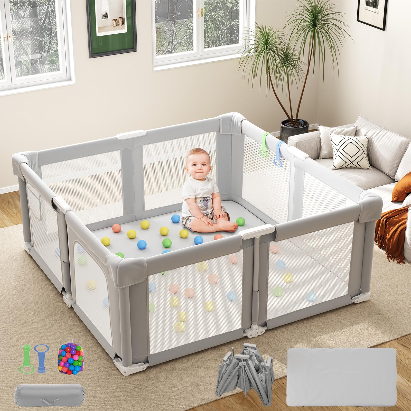 Seeday interior view shows breathable mesh for comfortable baby activities.