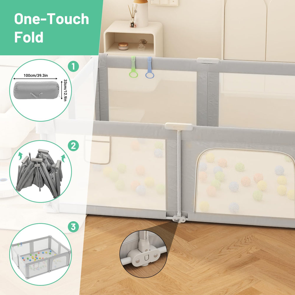 Seeday playpen 360-view mesh gray allows parent to supervise easily