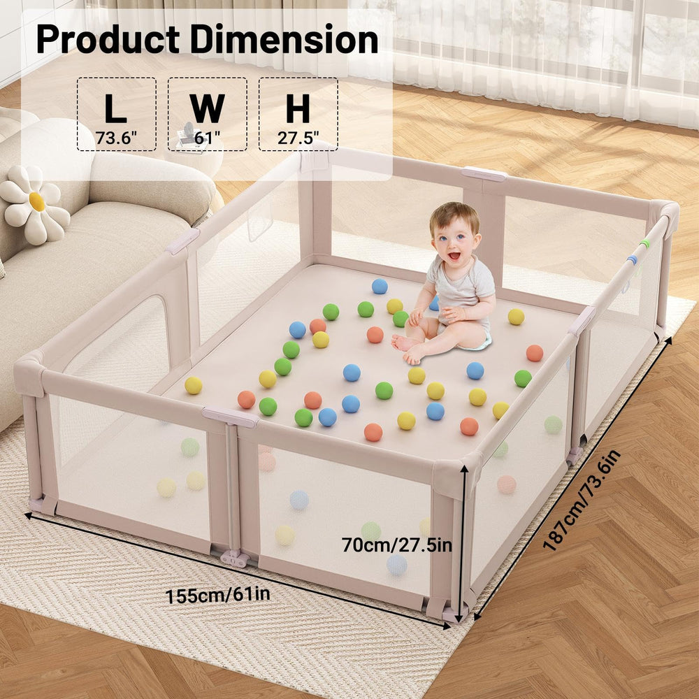 Seeday playpen mat close-up shows cushioned, stain-resistant surface.