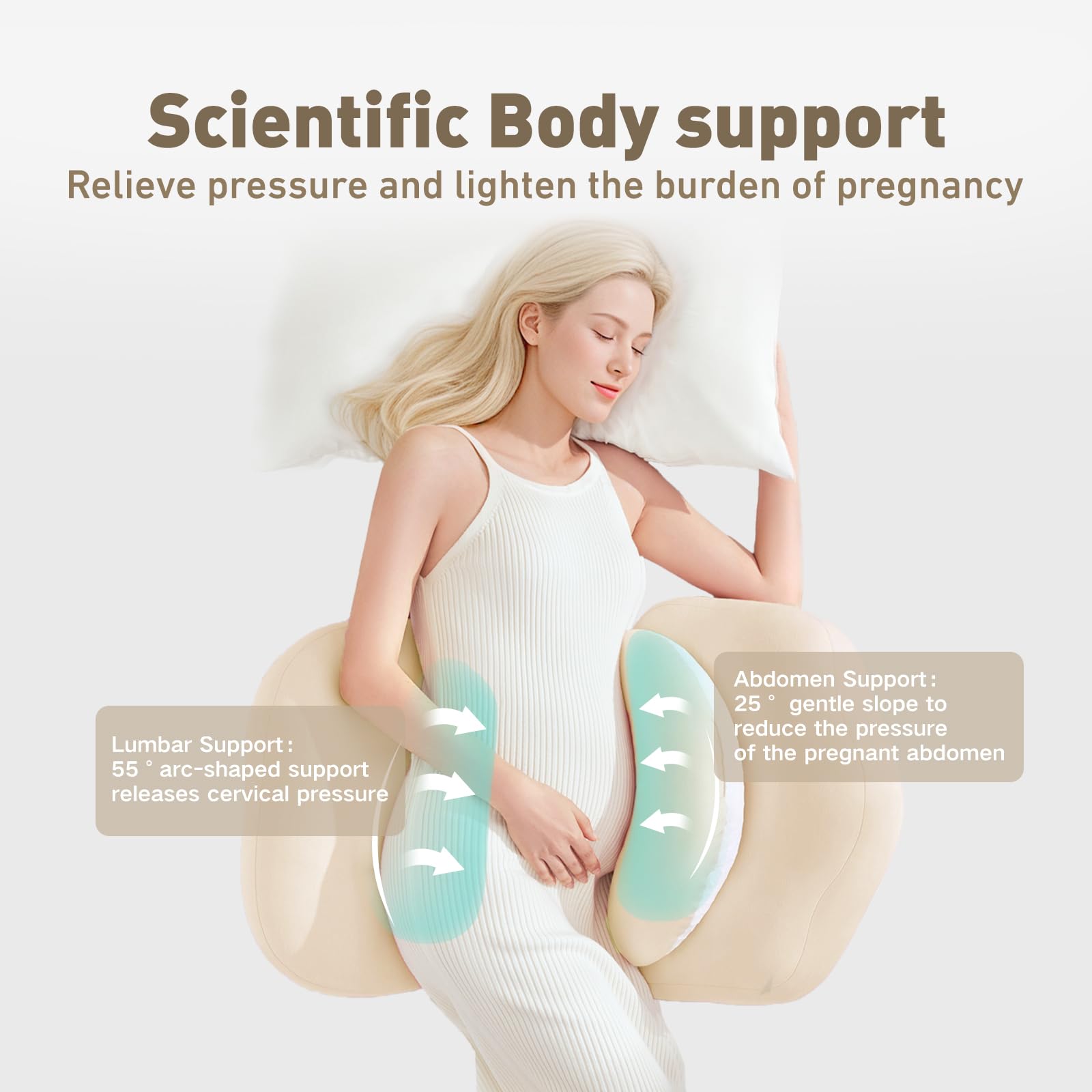 SEEDNUR pregnancy pillow with double-sided cover provides soft and breathable comfort