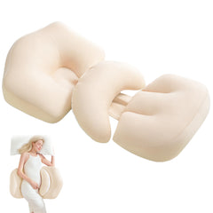 SEEDNUR pregnancy pillow demonstrates 25° side-sleep ergonomic support for belly and back comfort