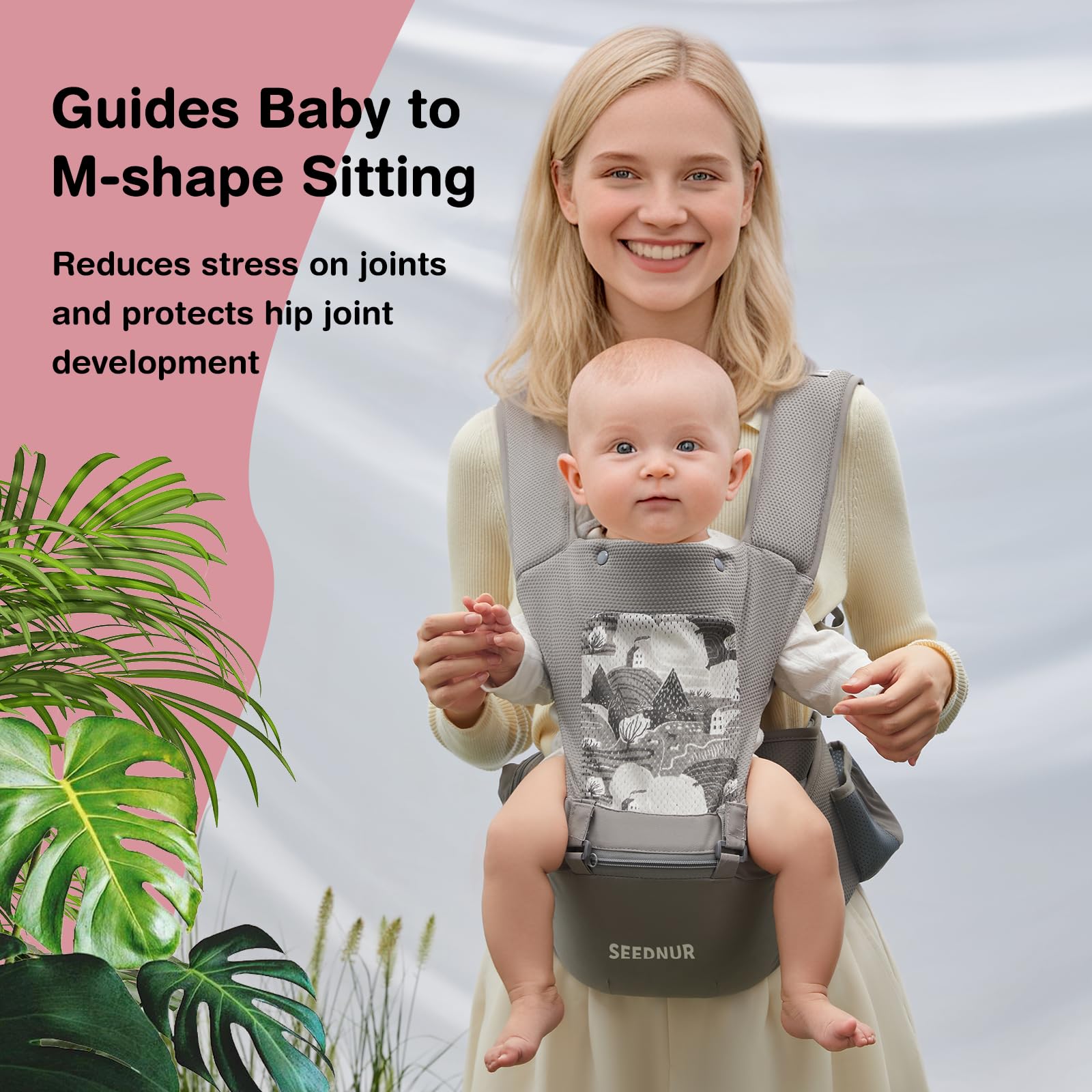 SEEDNUR soft cotton baby carrier with skin-friendly comfort.