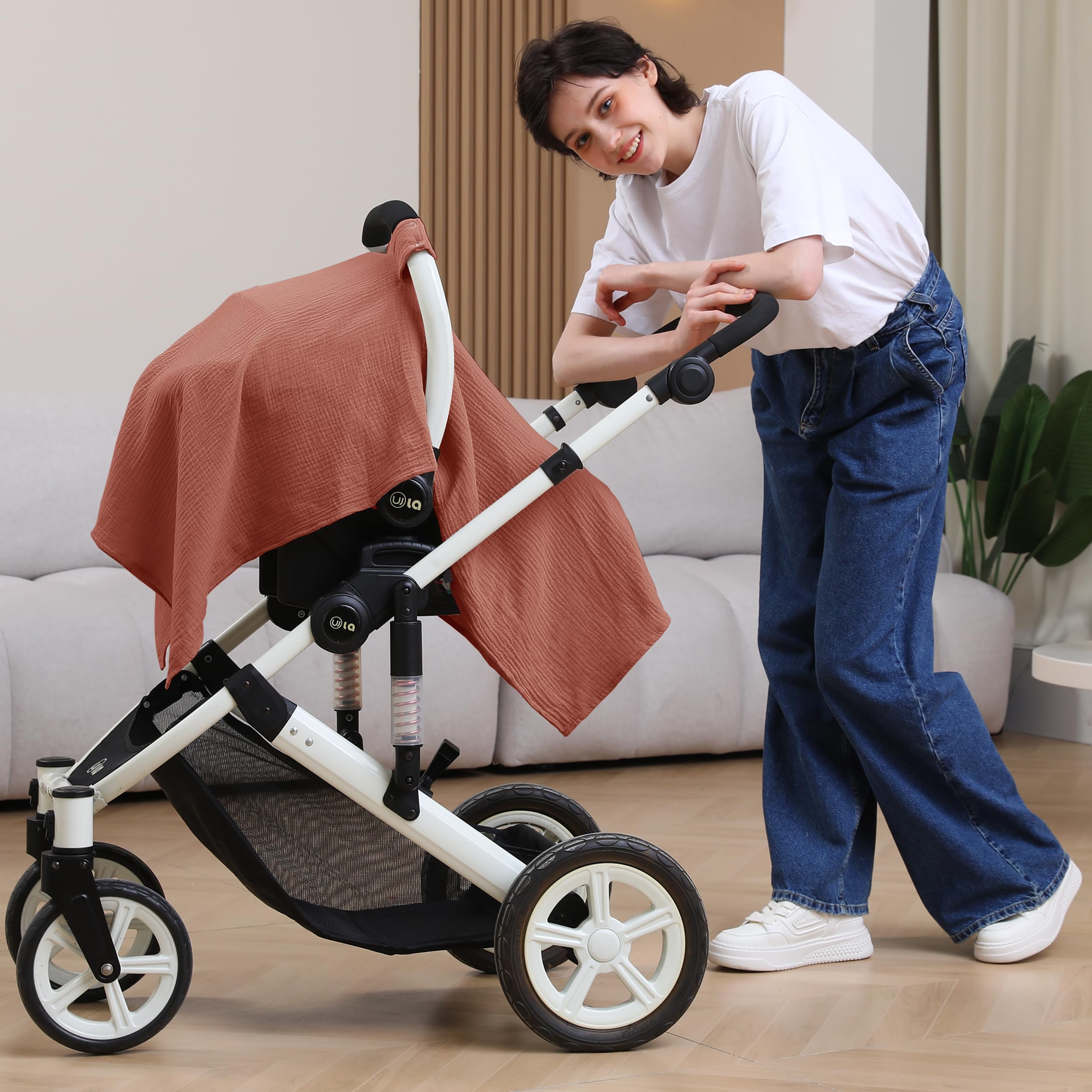 Seejoy cotton canopy with reinforced snap buttons for quick, safe installation.