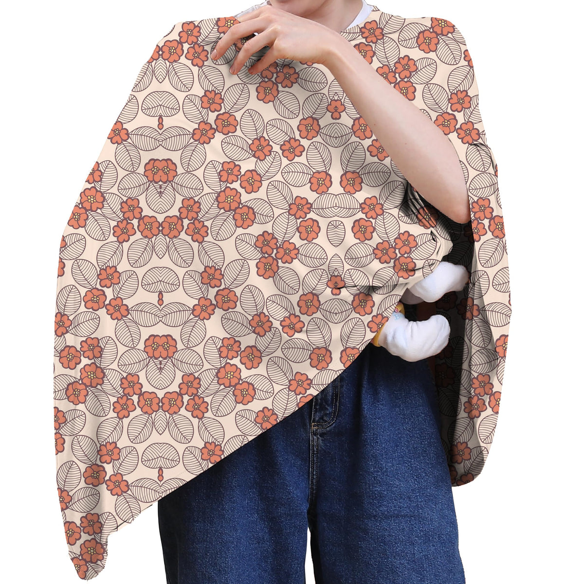 Seejoy nursing cover privacy poncho demonstrates full coverage for discreet breastfeeding.