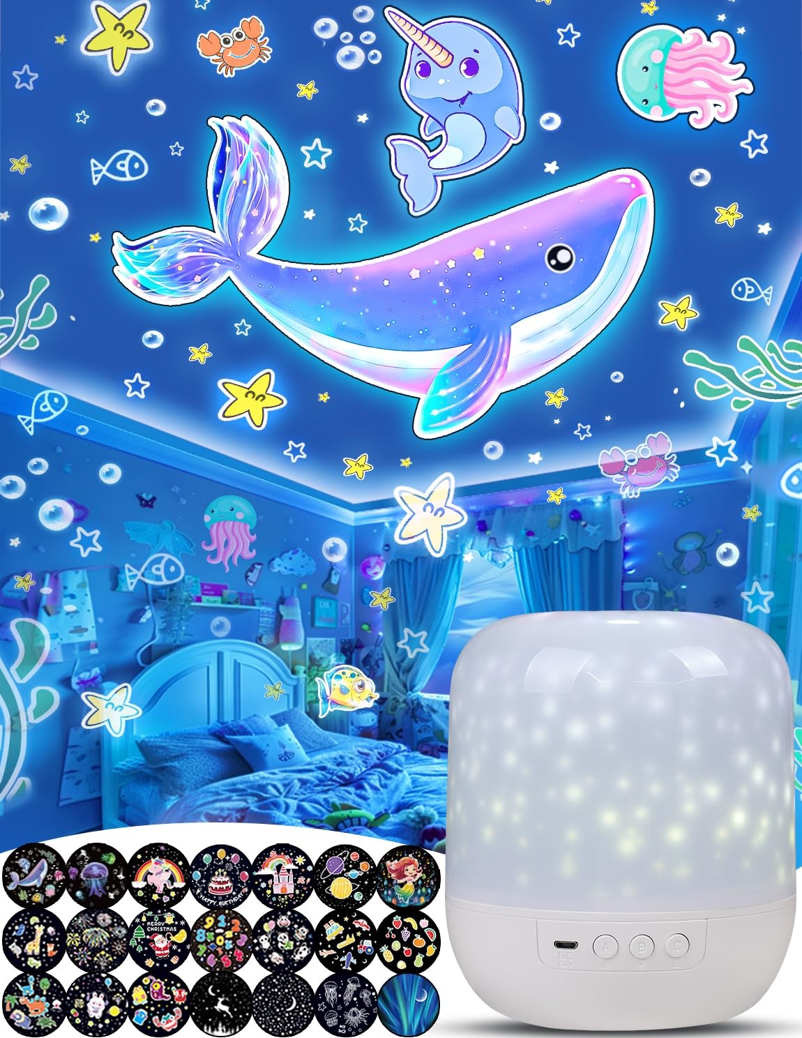 SEEKSTARS 21 film night light projects vivid ceiling scenes