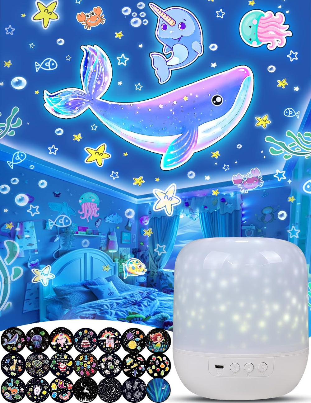 SEEKSTARS 21 film night light projects vivid ceiling scenes