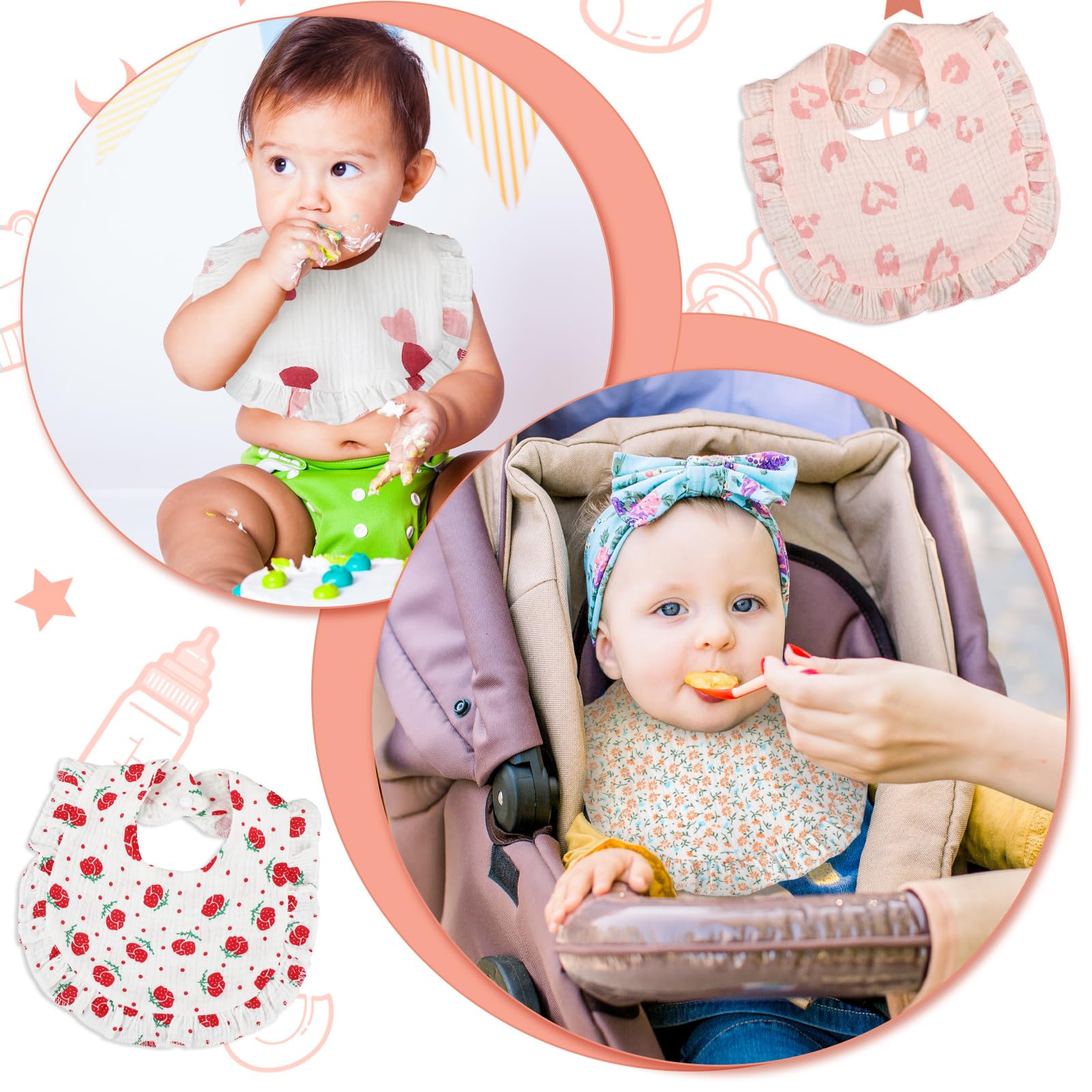 Seematn muslin bibs are breathable and gentle on sensitive baby skin