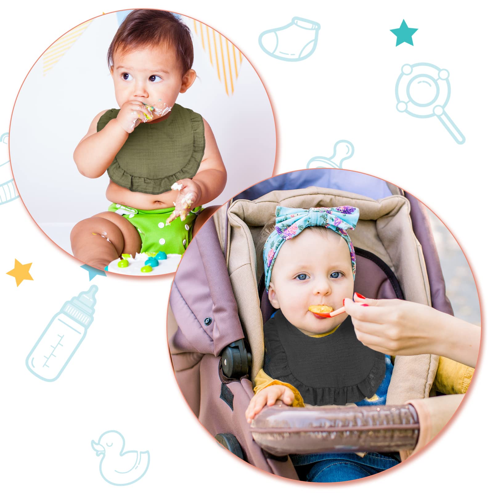 Seematn baby bib pack; 10 pieces cover daily outfits and sharing needs