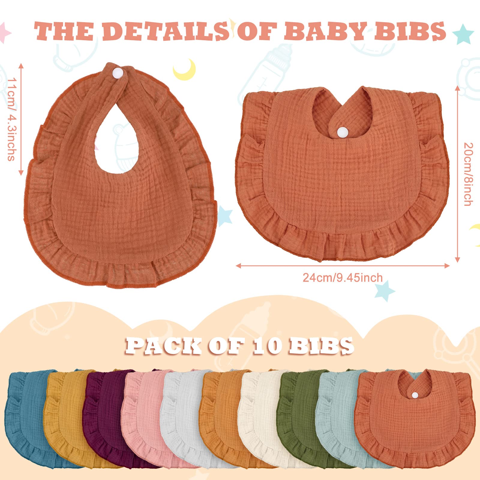 Seematn bibs are absorbent soft cotton for daily meals and drool protection.
