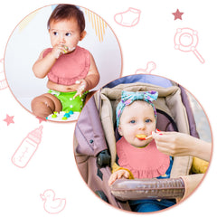 Seematn bandana drool bib in pink for stylish, breathable daily use on babies.