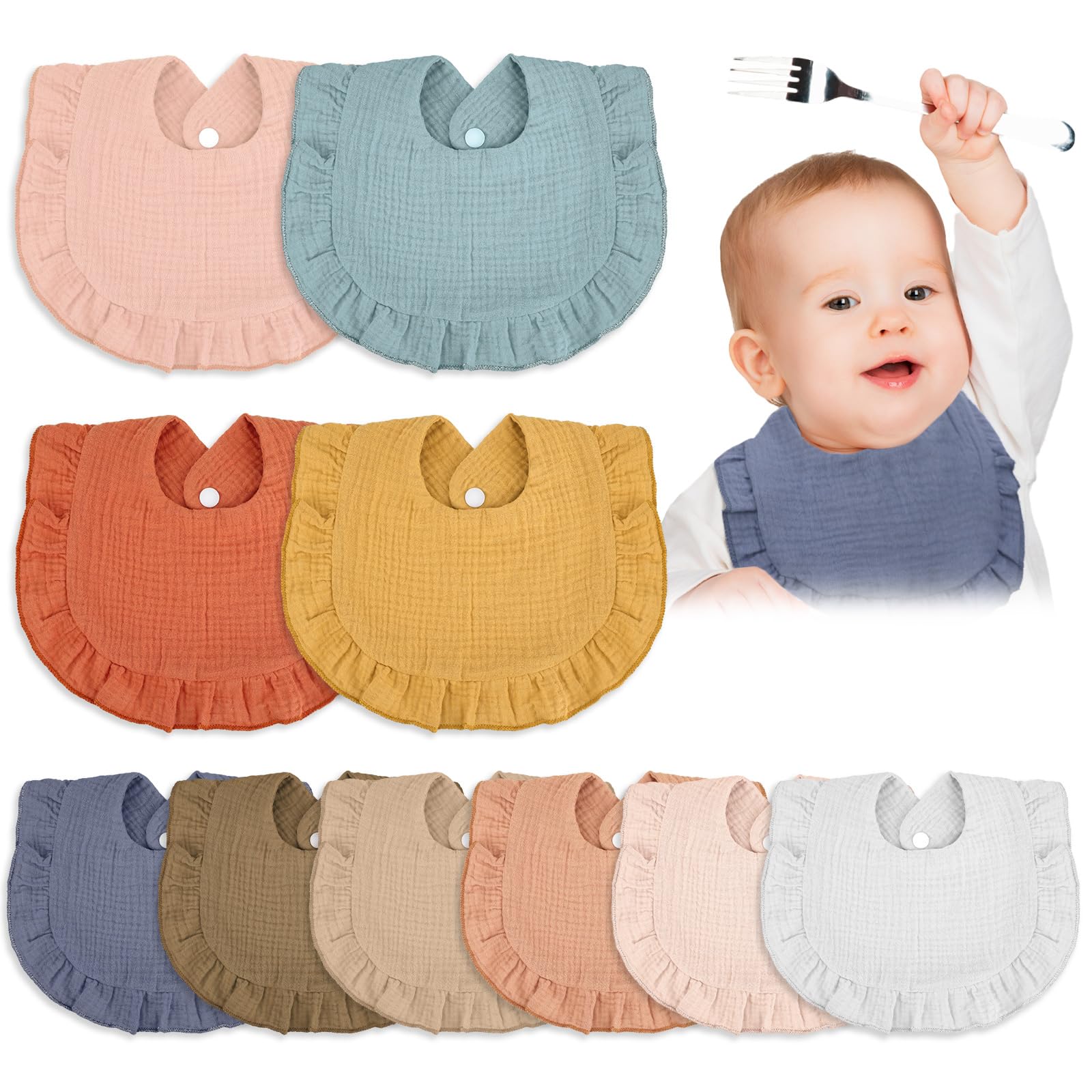 Seematn baby muslin bibs bandana front view; drool protection for infants