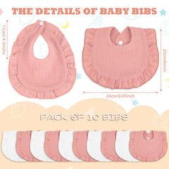 Seematn bibs bandana pink-white lace edge adds outfit appeal while absorbing moisture.
