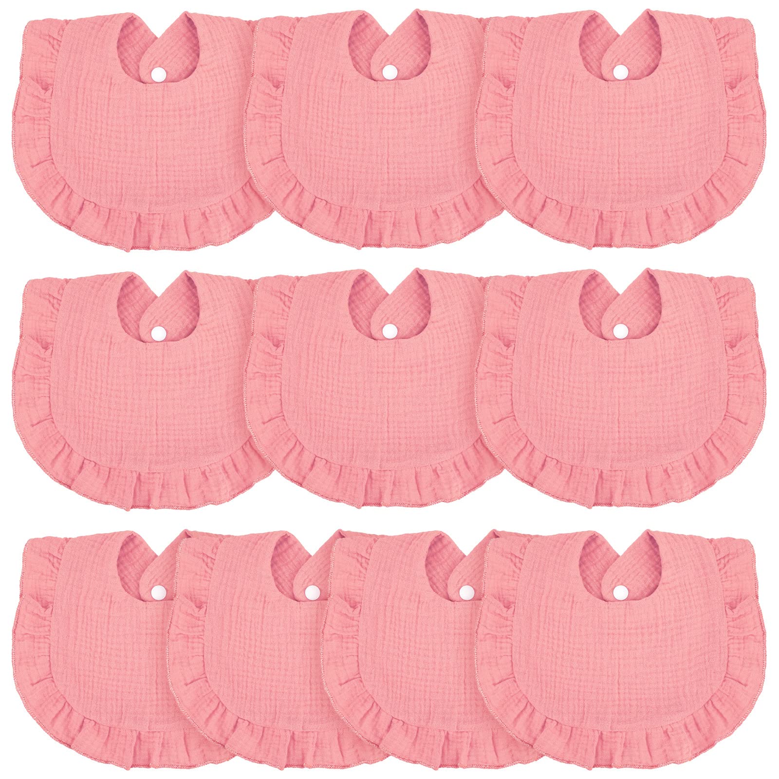 Seematn baby muslin bibs with flounce border feature for soft, absorbent newborn protection.