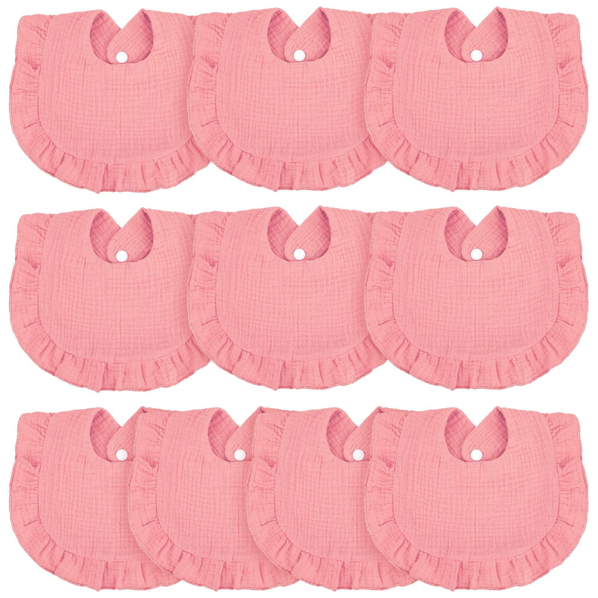Seematn baby muslin bibs with flounce border feature for soft, absorbent newborn protection.