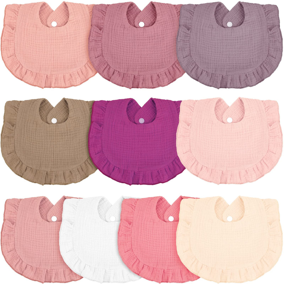 Seematn baby muslin bibs with flounce border offering stylish protection for drool and easy cleanup