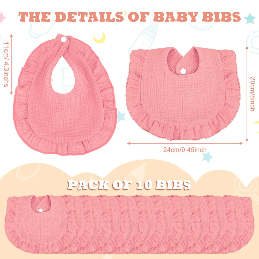 Seematn soft cotton bib in pink with muslin texture offering gentle skin contact.