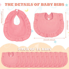 Seematn soft cotton bib in pink with muslin texture offering gentle skin contact.