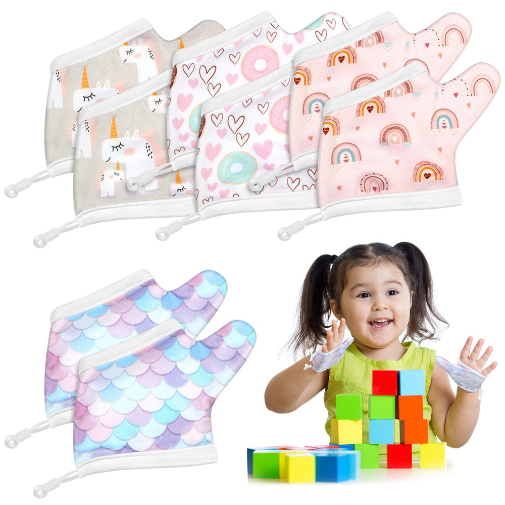 Seematn unicorn-pattern thumb guard pack shown on kids for habit reduction