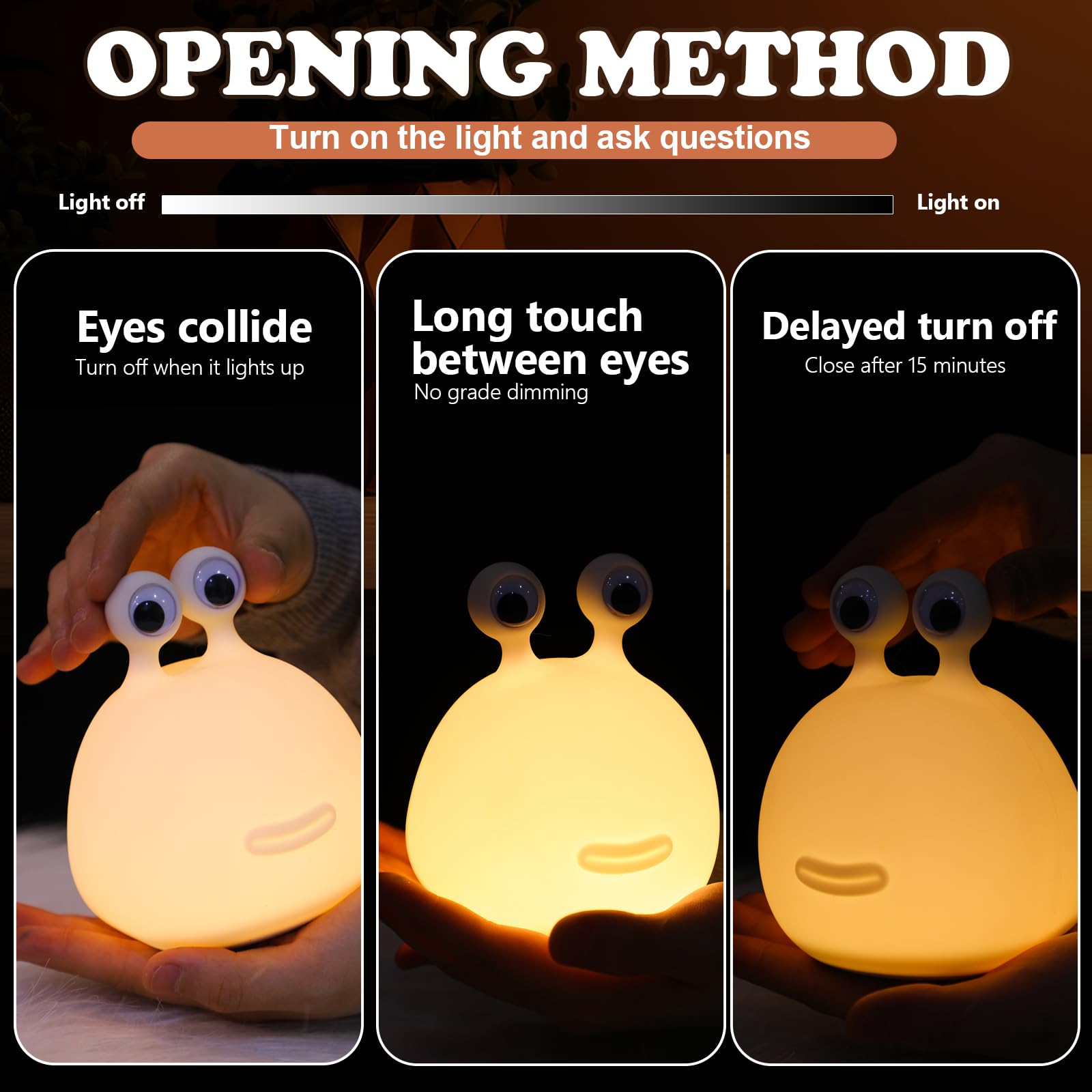 Seenelling slug night light silicone material shows soft texture safe for little hands