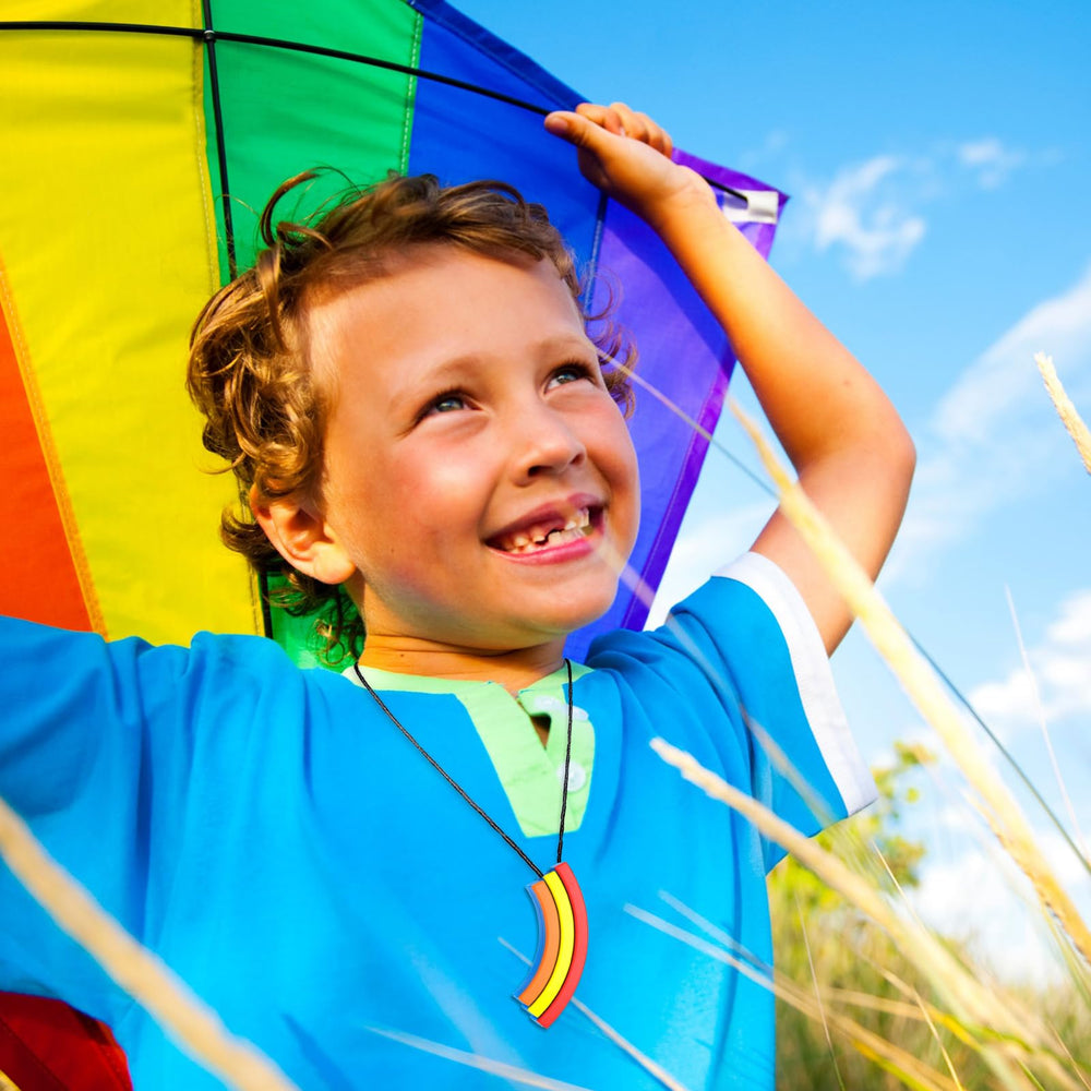 Seeway four-pack RainbowBridge necklaces for daily sensory routines.