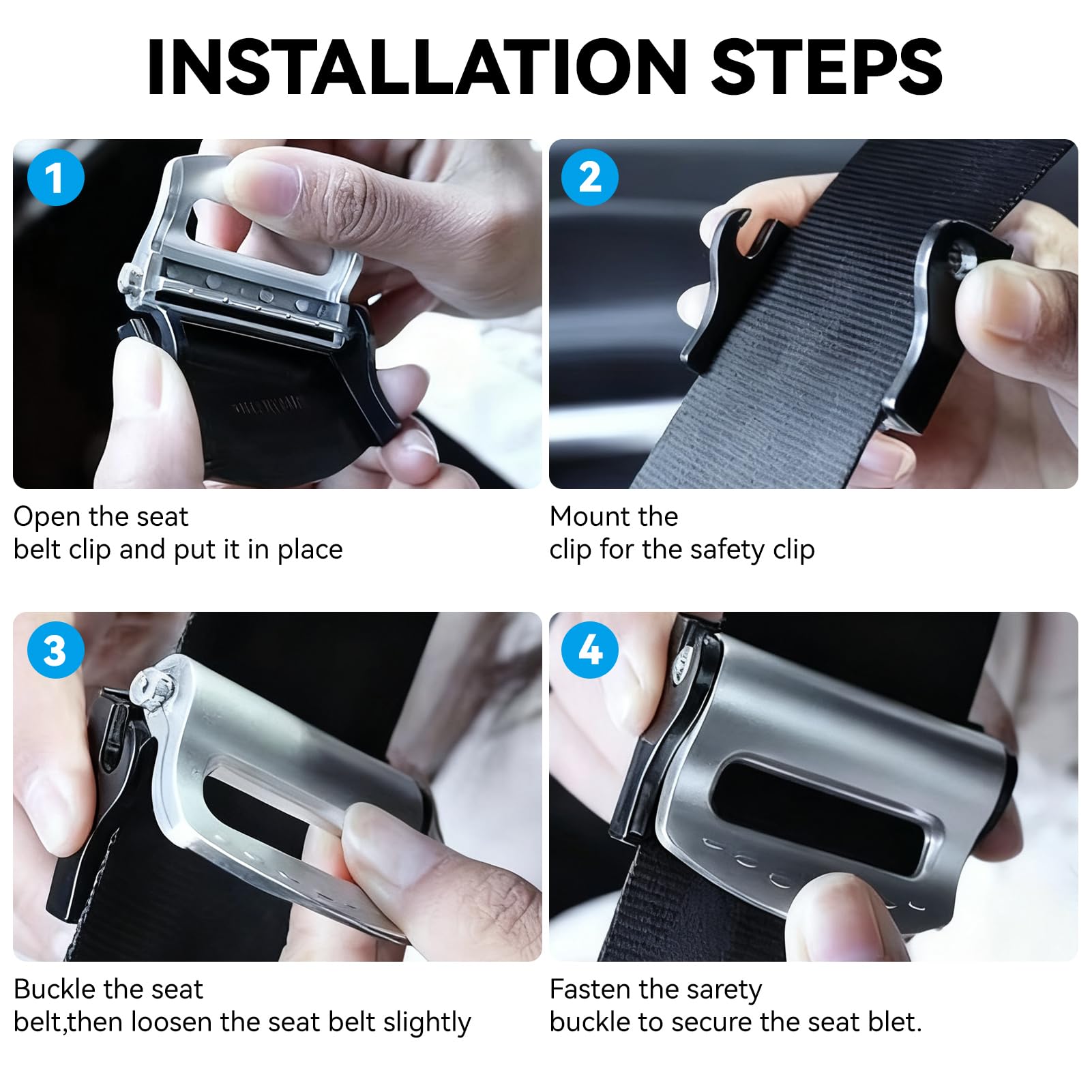 Segrehy seat belt adjuster clip close-up highlighting durable PP material