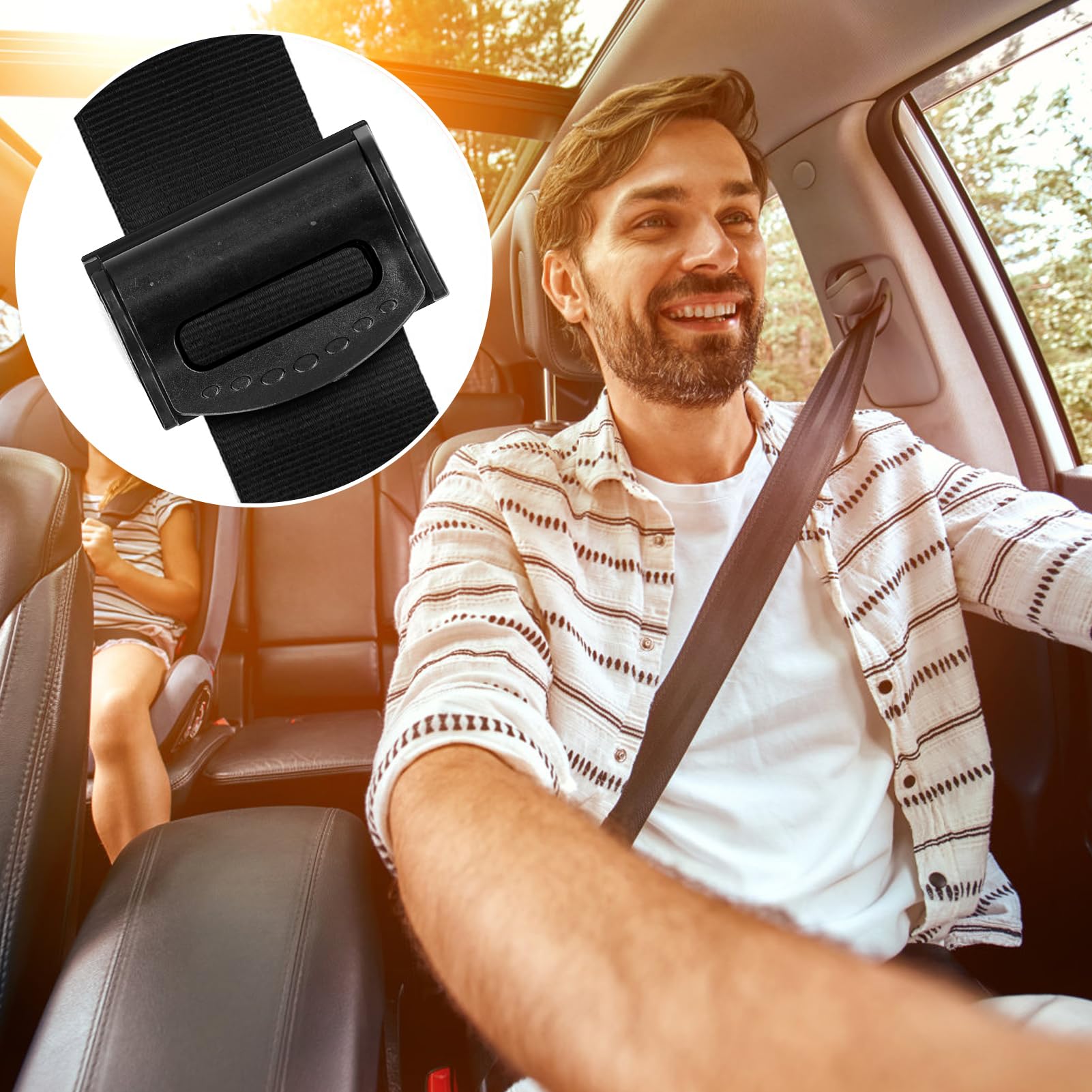 Segrehy seatbelt adjuster back view shows secure anti-slip design