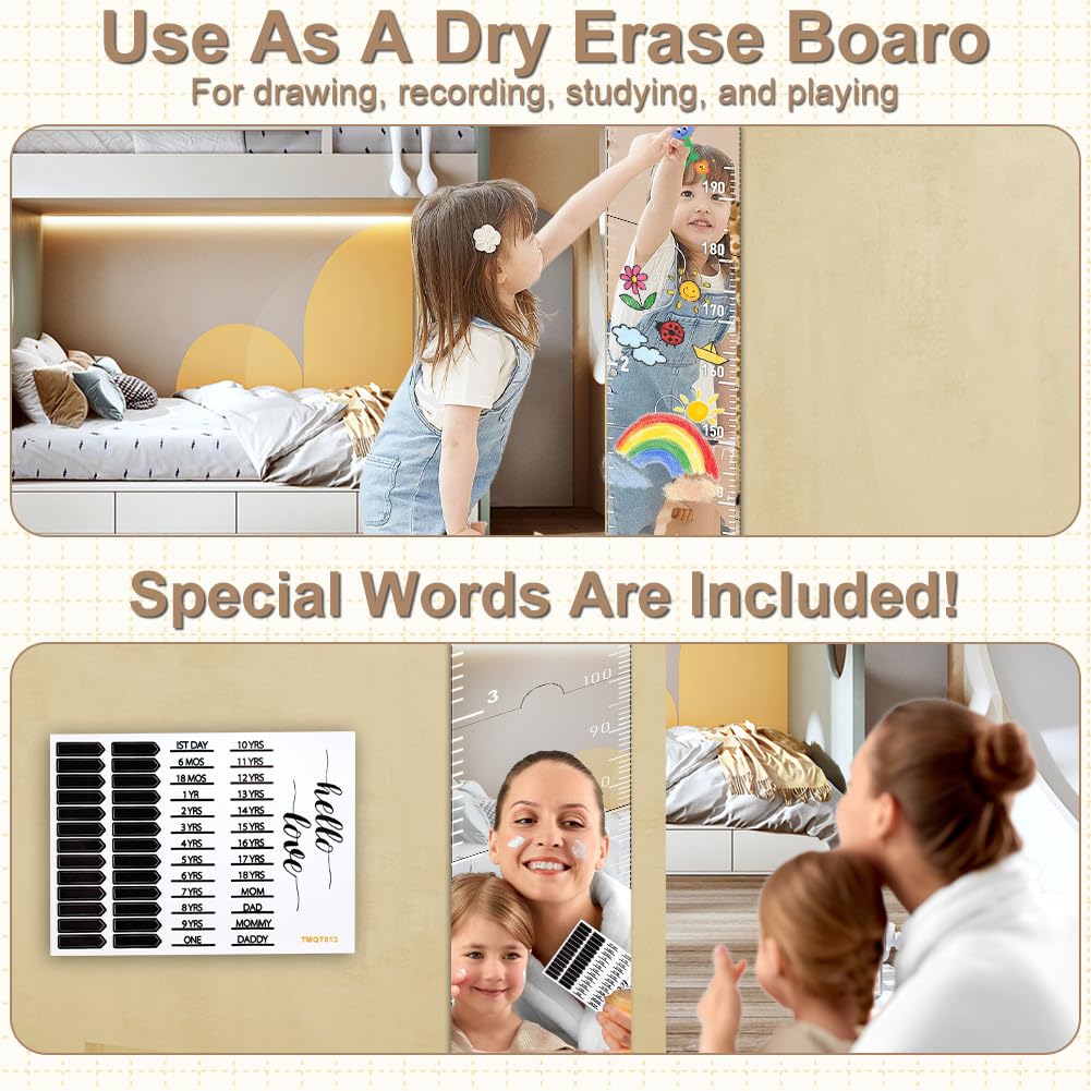 SEILETOO Growth Chart Mirror adhesive backing detail on a clean surface.