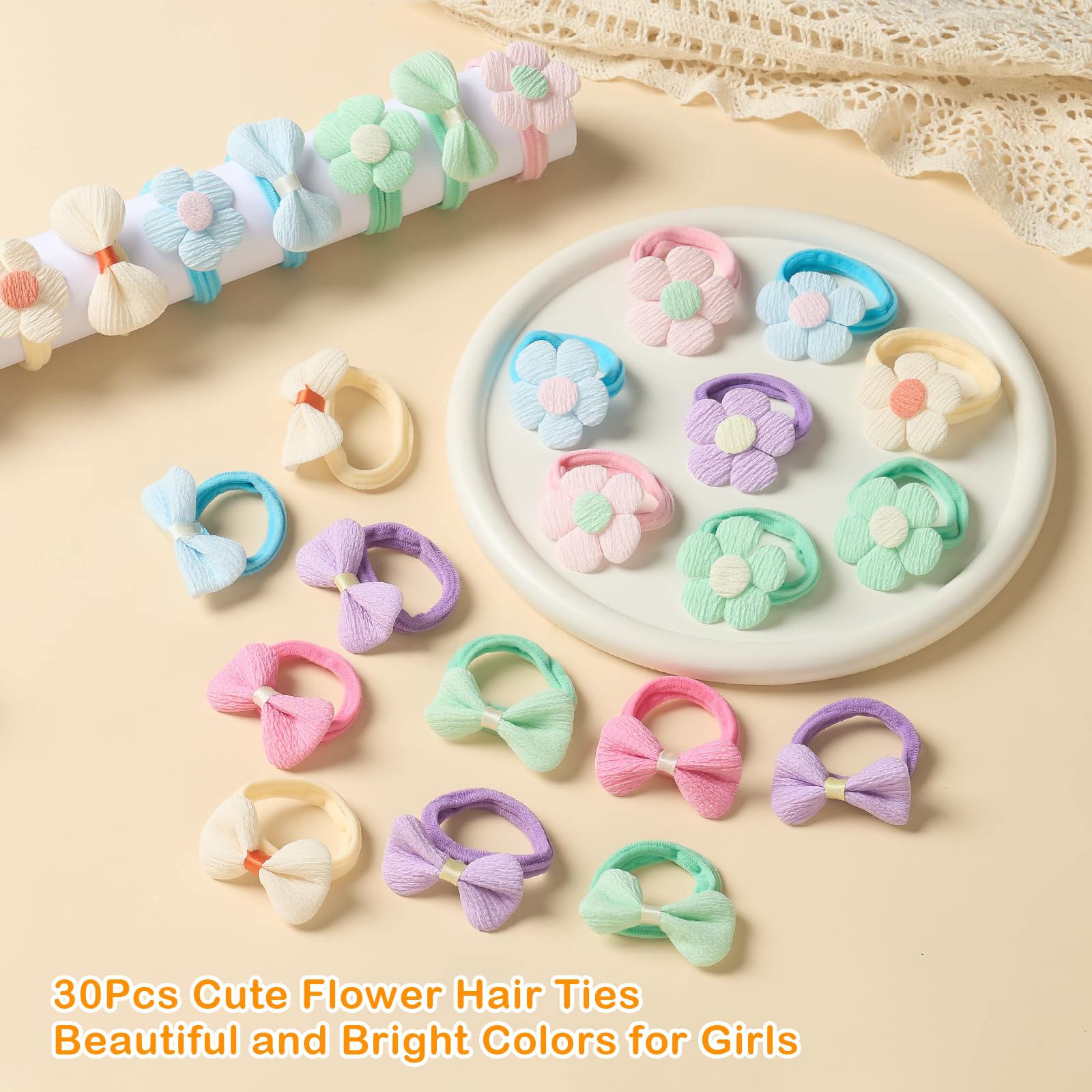 Seiolieliou 30P toddler hair ties compact pack—ready for on-the-go styling