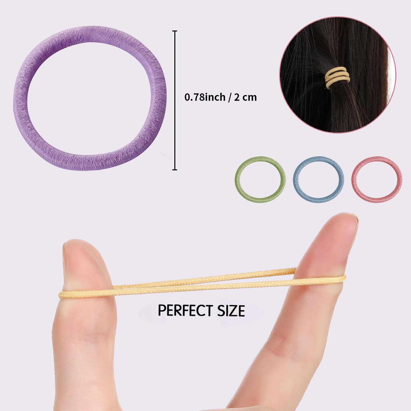 Seiolieliou small ponytail holders show durable elastic for active kids.