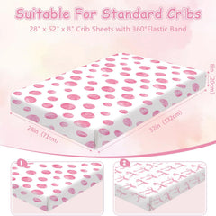 Sel Natural pink polka dots crib sheet on crib with easy care vibe