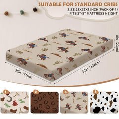 Sel Natural cowboy-themed crib sheet design sparks imaginative play at bedtime.