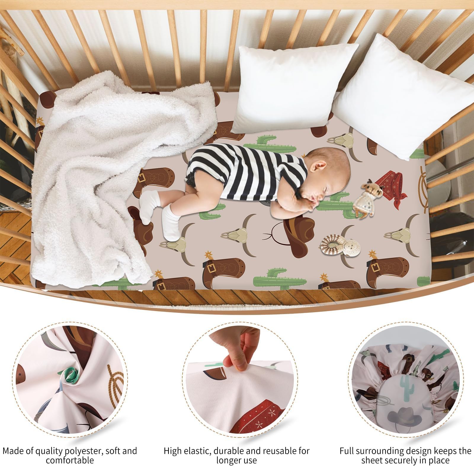 Sel Natural soft breathable crib sheet fabric for gentle touch on baby's skin.