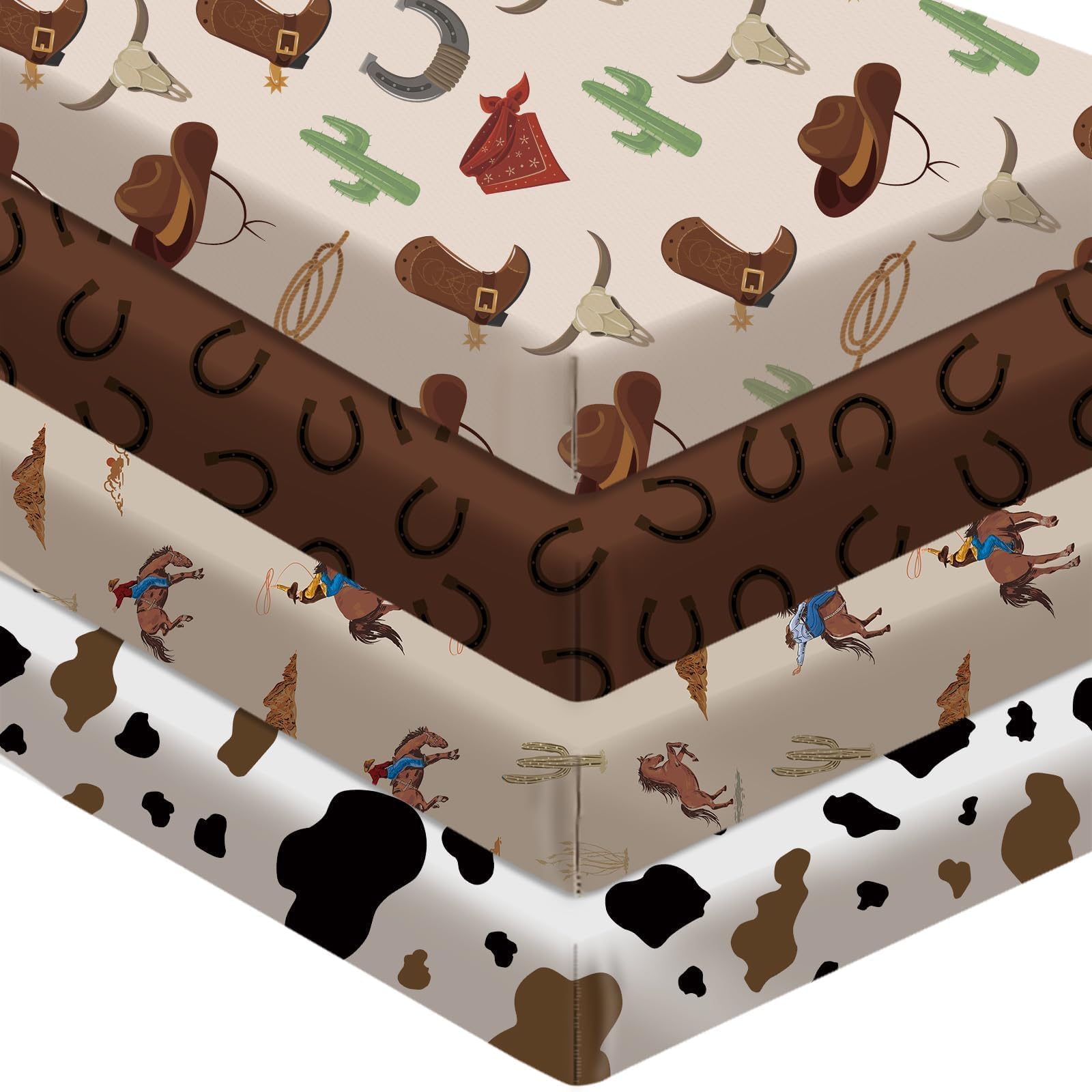 Sel Natural western crib sheets set showcase cozy patterns for restful naps.