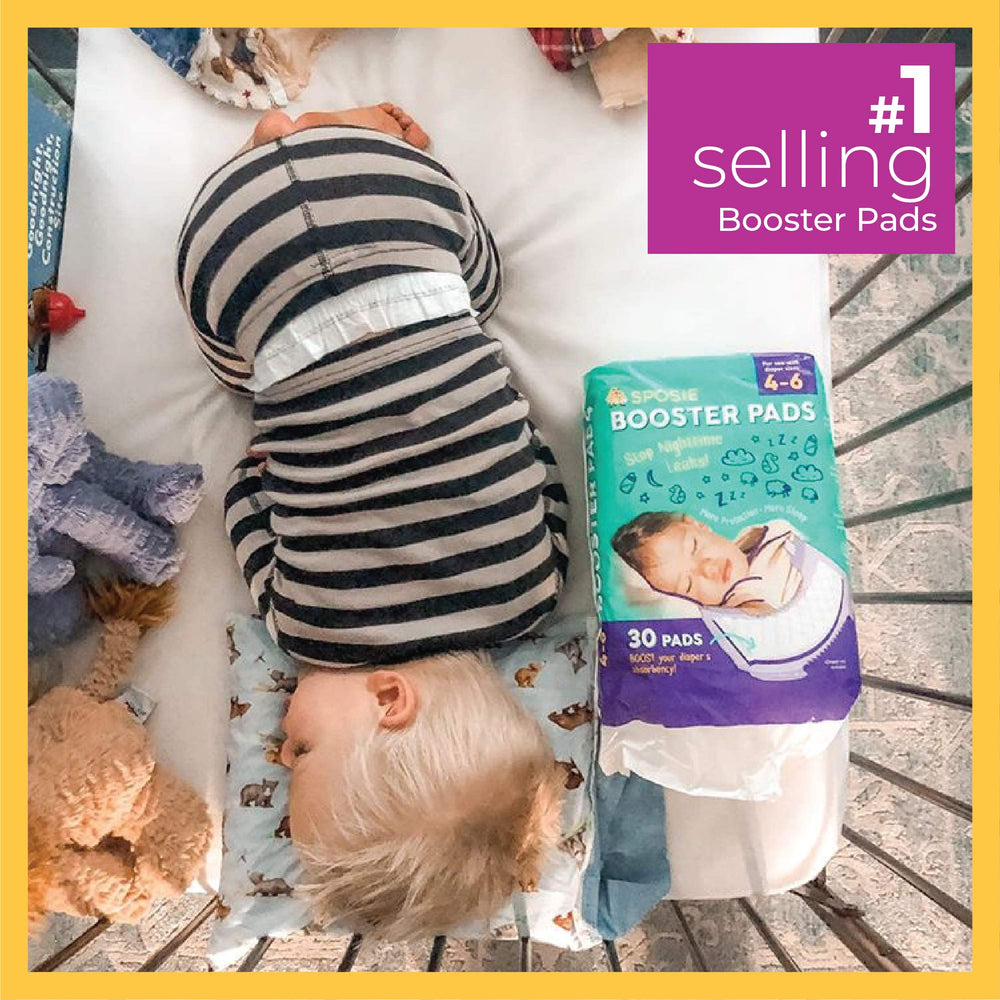 Select Kids Sposie booster pads showing moisture-wicking, skin-friendly benefits