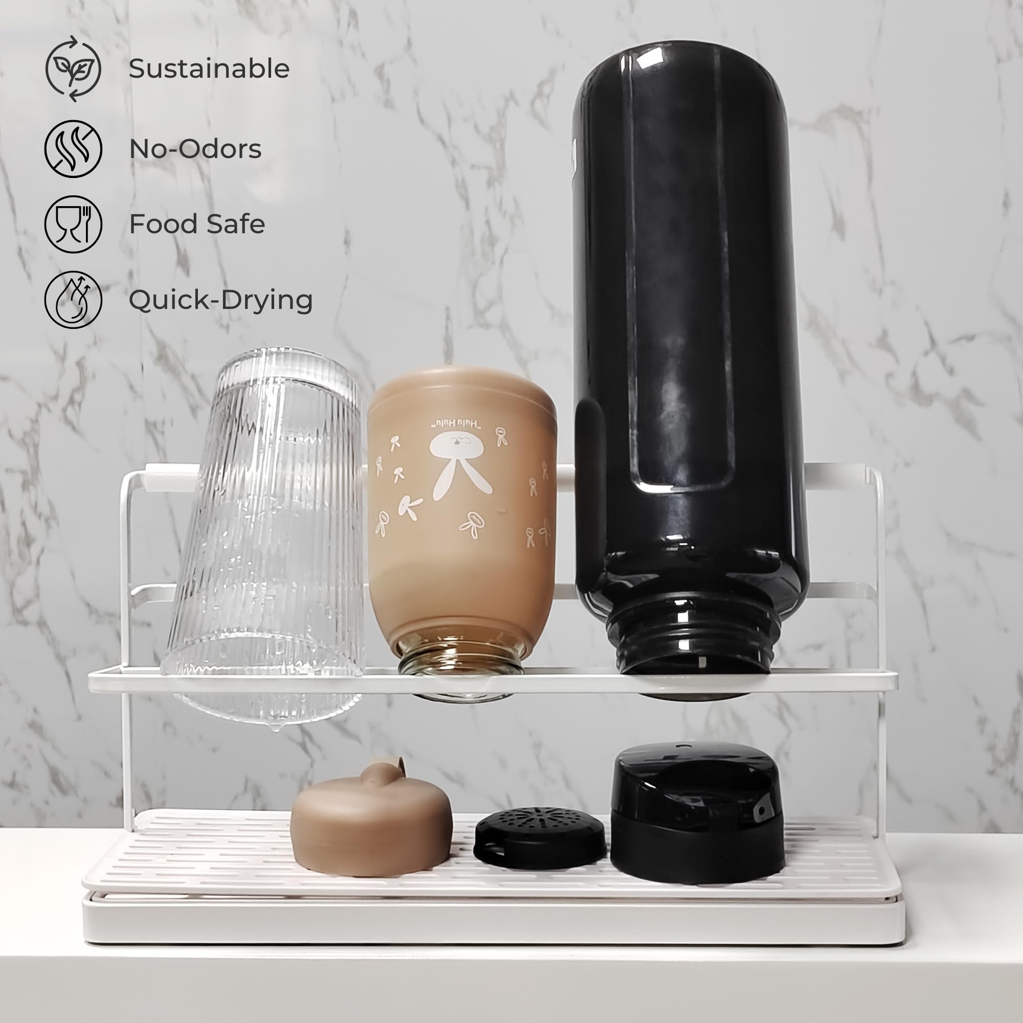Selegna coffee mug drying rack accommodates cups without clutter