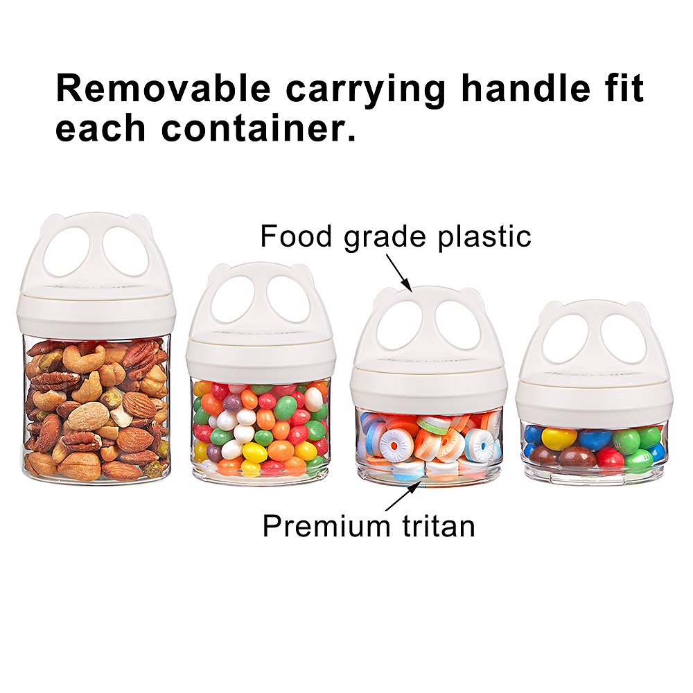 SELEWARE four-piece jars display varied portions for errands, workouts, or family meals