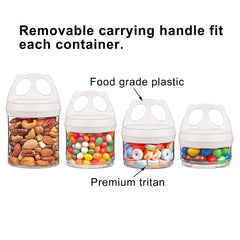 SELEWARE four-piece jars display varied portions for errands, workouts, or family meals