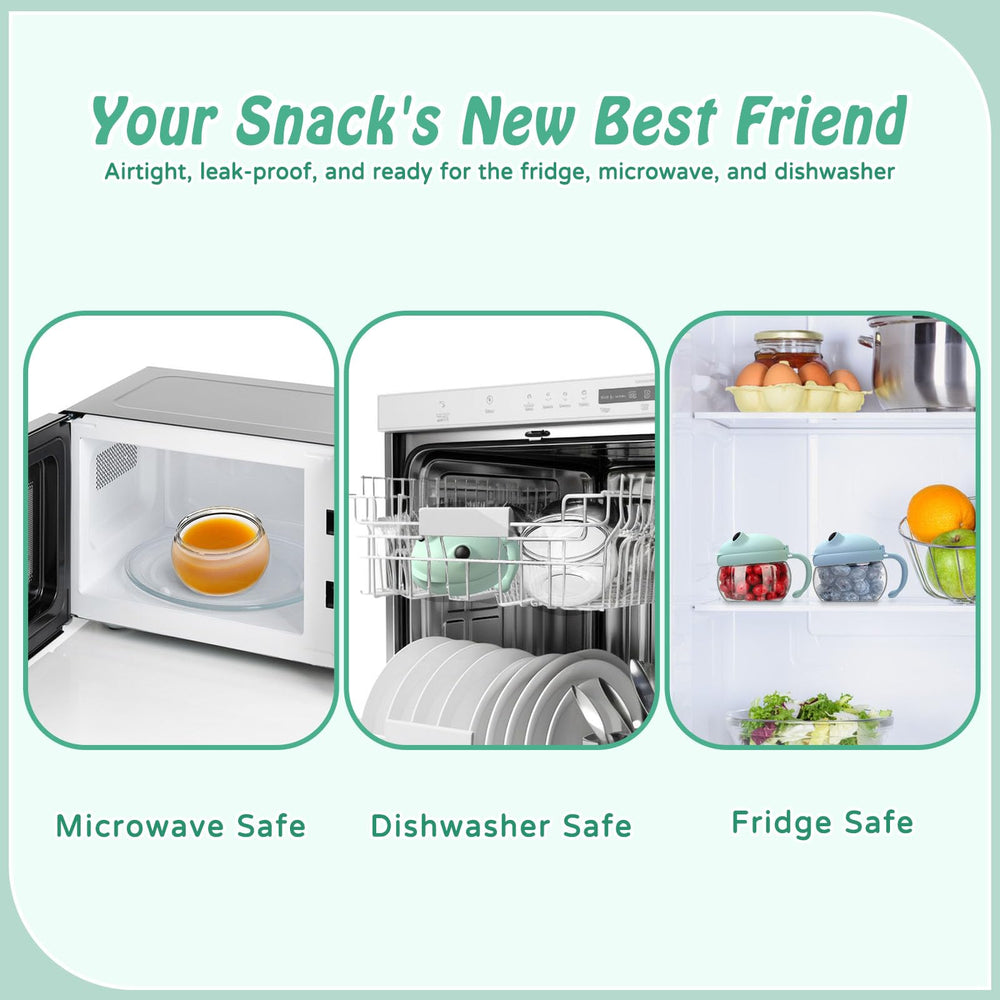 SELEWARE No Spill Snack Cups dishwasher-safe two-pack for busy families
