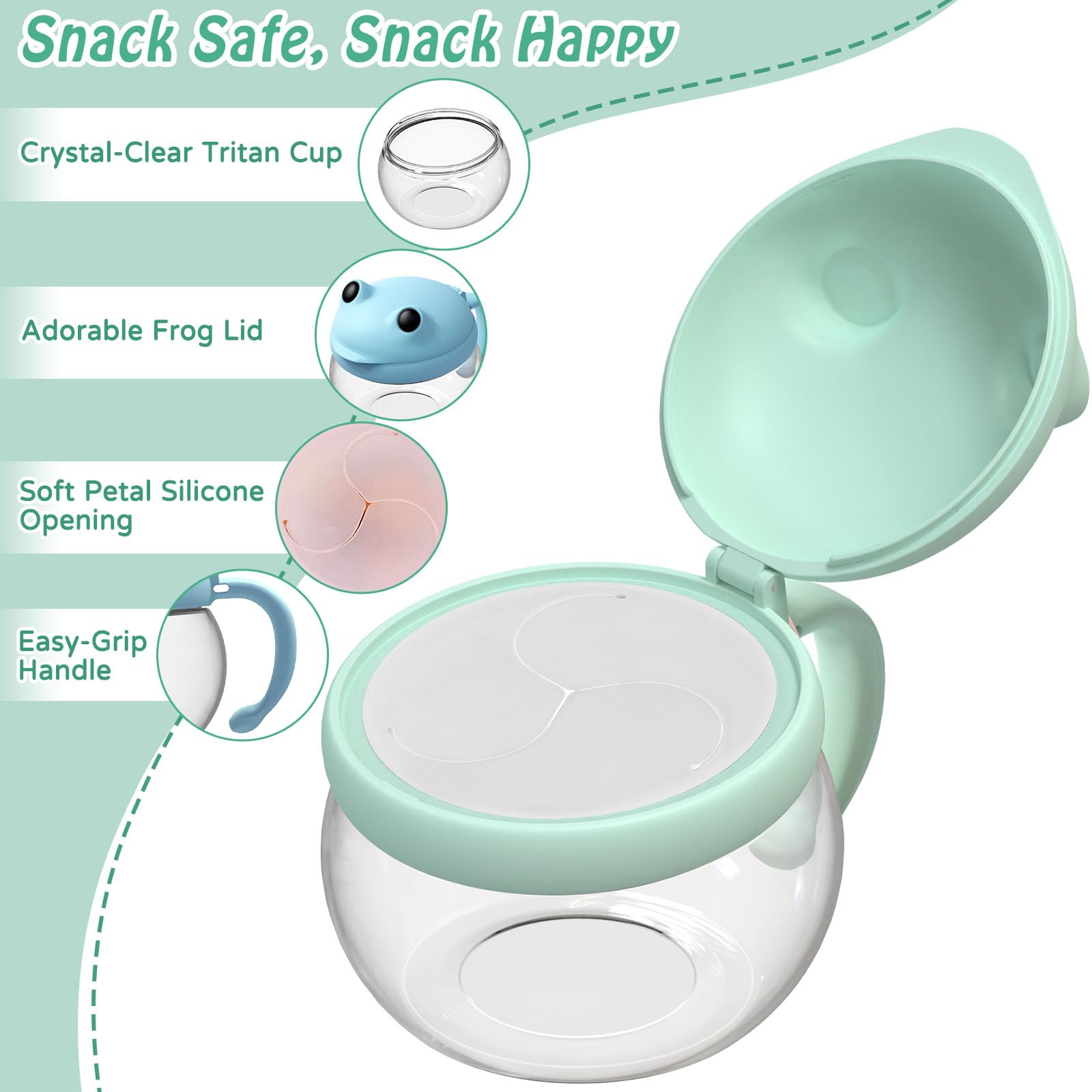 SELEWARE No Spill Snack Cups transparent cup reveals remaining snacks