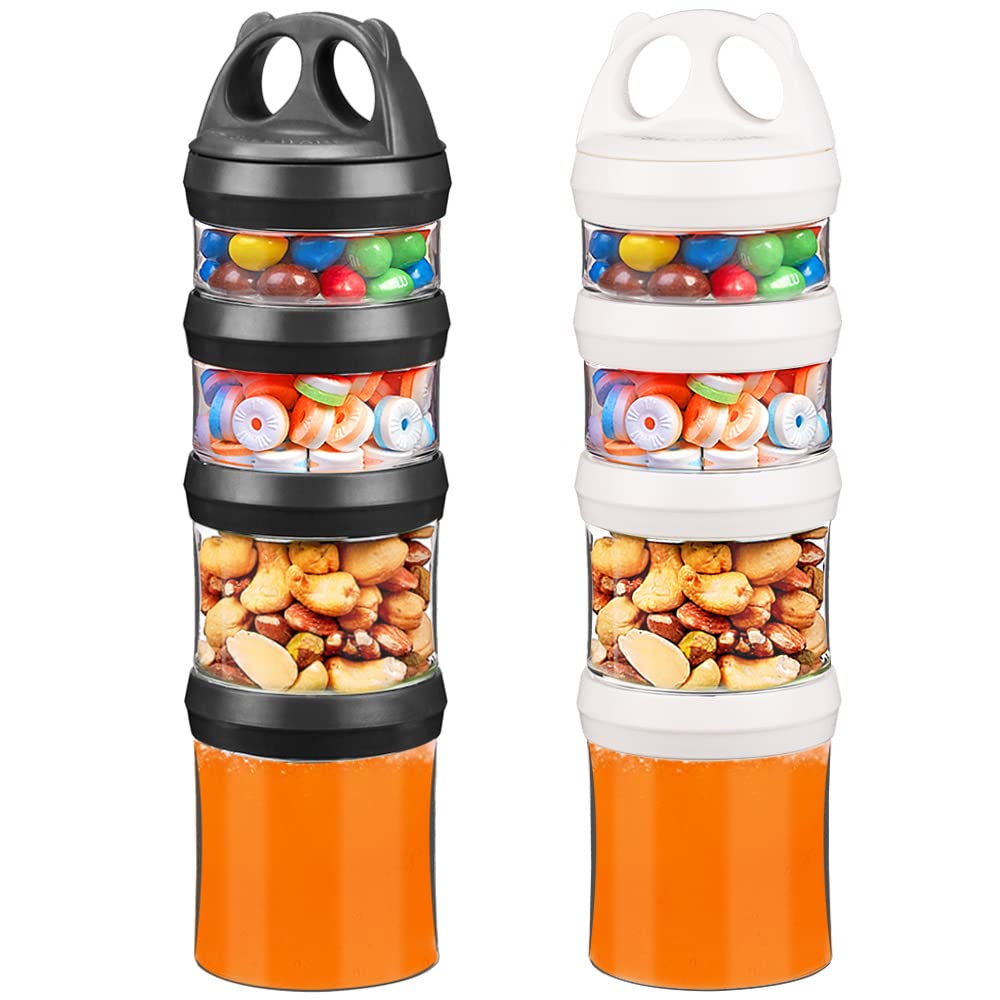 SELEWARE stackable snack containers in white and black keep snacks fresh and organized.
