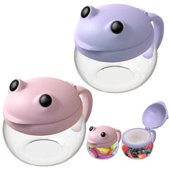 SELEWARE pink and purple toddler snack cups front view for easy self-feeding.