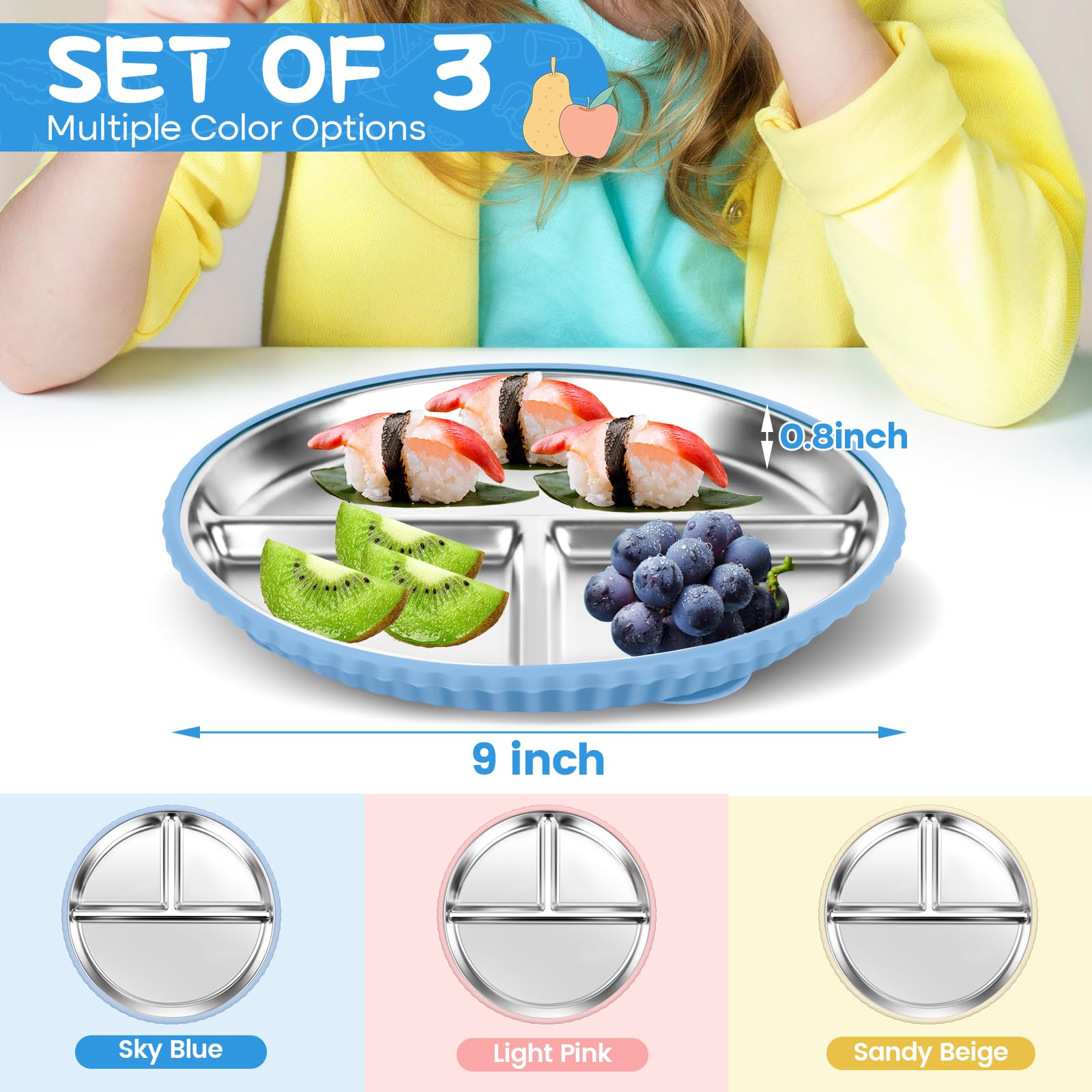 Semloo plates with removable silicone base demonstrate easy cleaning and heat protection
