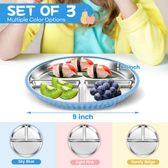 Semloo plates with removable silicone base demonstrate easy cleaning and heat protection