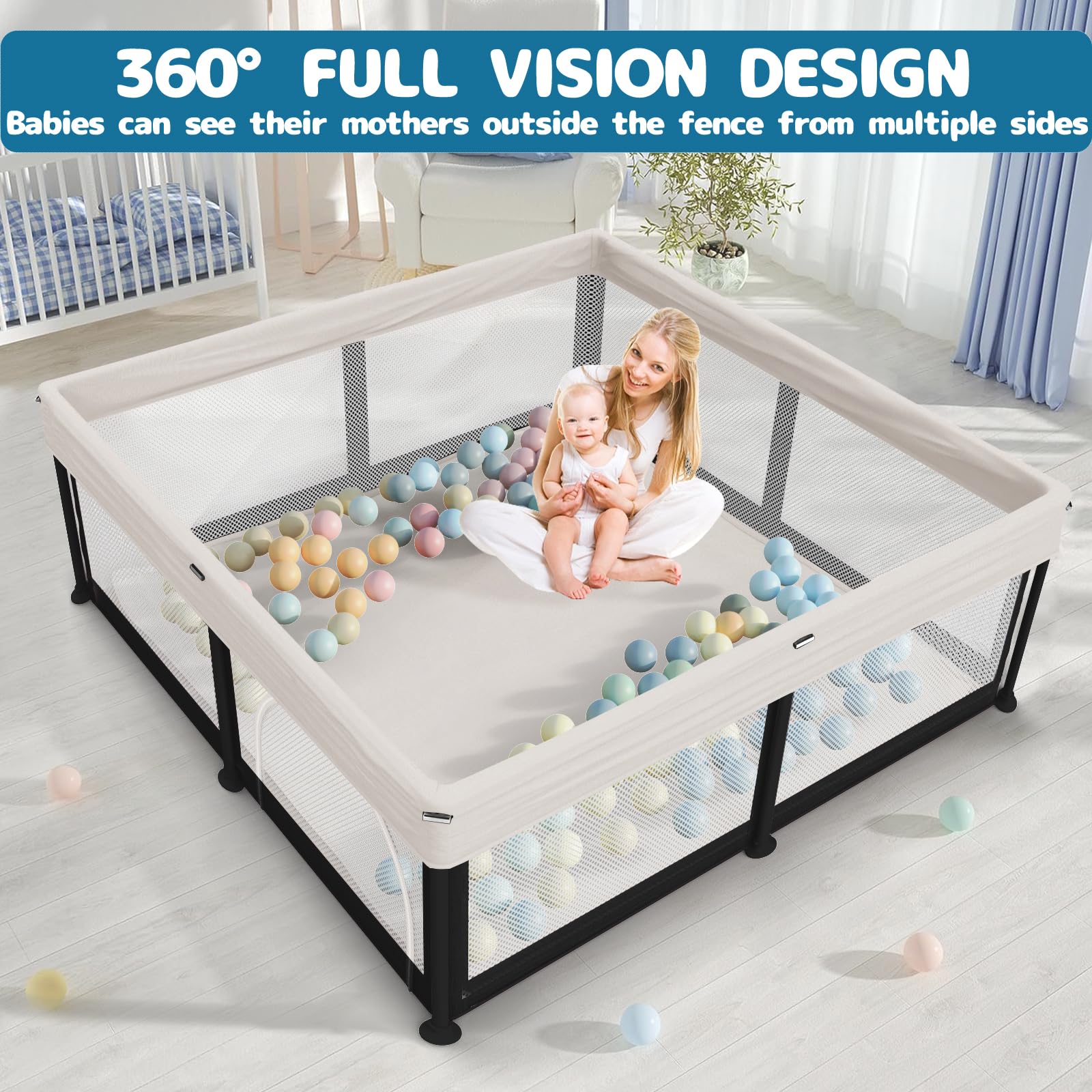 Semoprus baby playpen used indoors or outdoors supports versatile play settings.