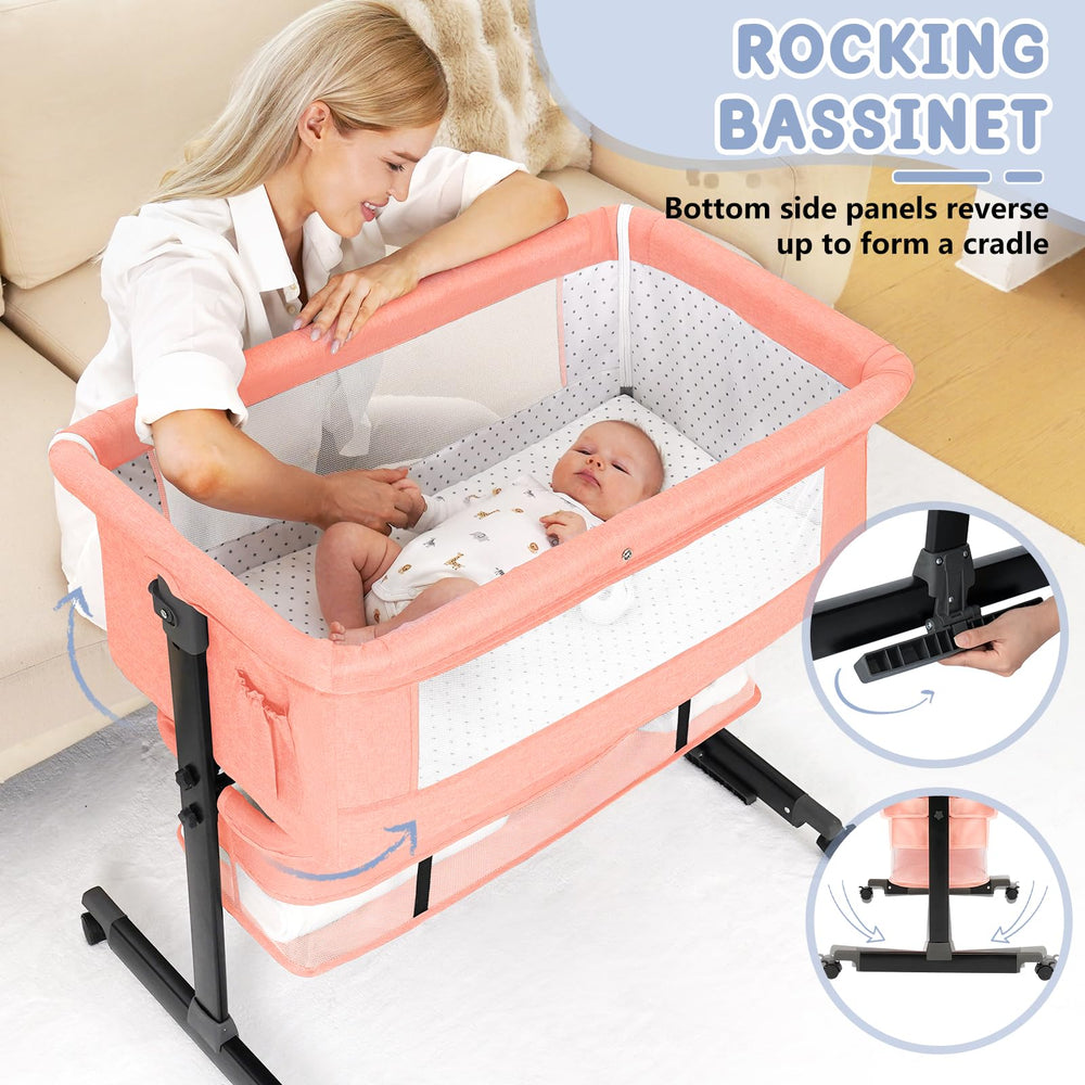Semphis bassinet adjustable height aligns with bed for easy reach