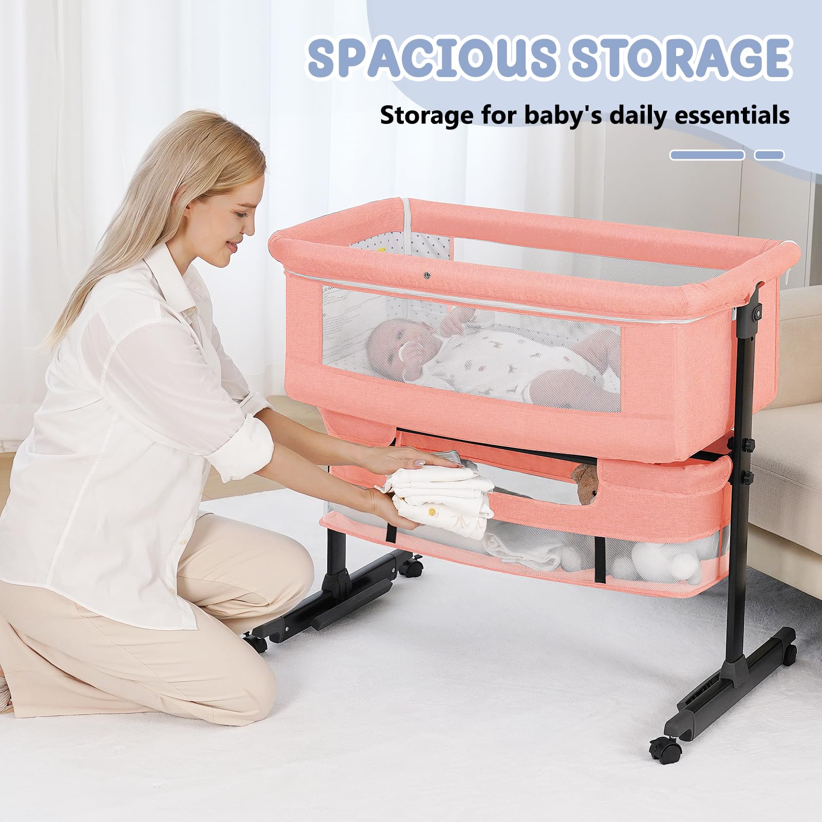 Semphis bassinet folds flat for travel and storage