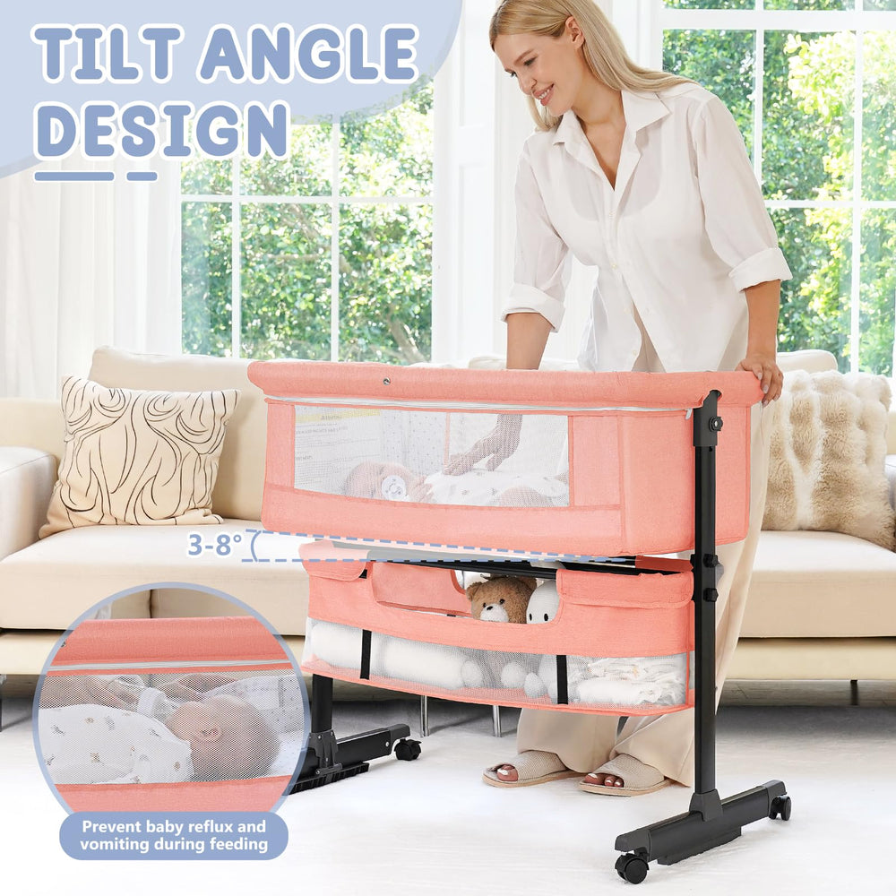 Semphis bassinet on wheels with built-in storage basket